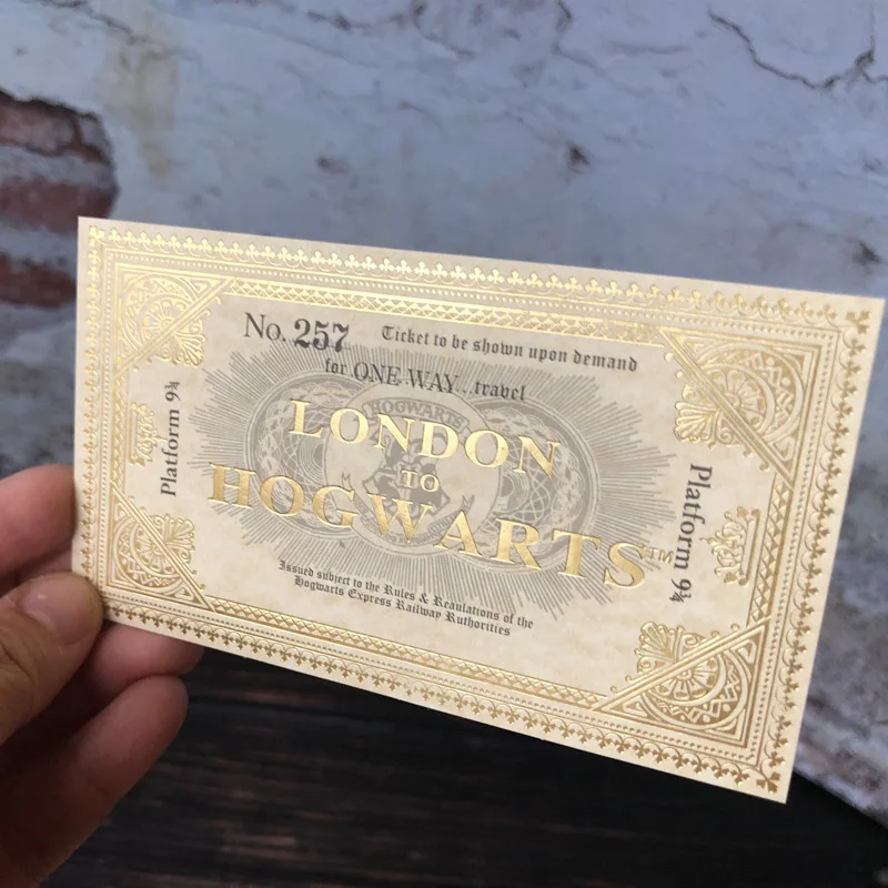 

50pcs Pack for Wizarding World London Express Train Ticket Golden Stamping Quality Gifts for Fans No.257
