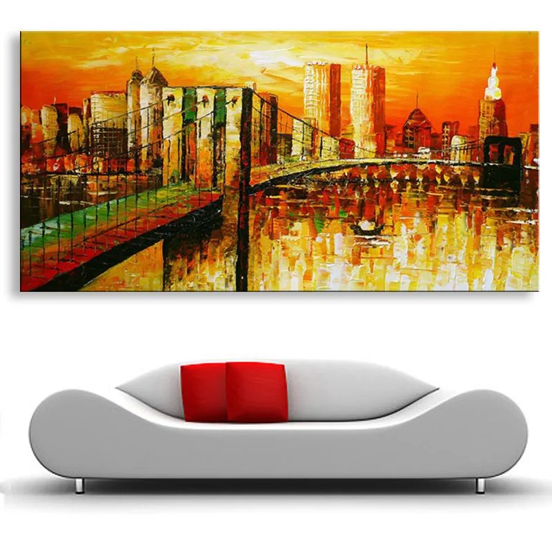 Knife painting oil modern the Manhattan Bridge Home decoration on canvas abstract art paintings KOP-001 | Дом и сад