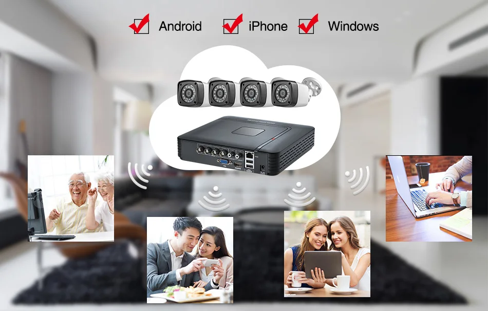 FUERS 4 шт 4MP 1520P CCTV 4CH 5в1 AHD DVR система наблюдения Водонепроницаемая уличная камера система безопасности видео CCTV P2P HDMI Комплект