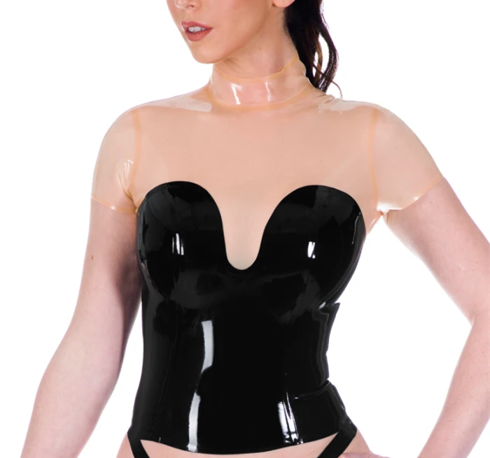 Новое поступление латексная резиновая рубашка с короткими рукавами резиновые