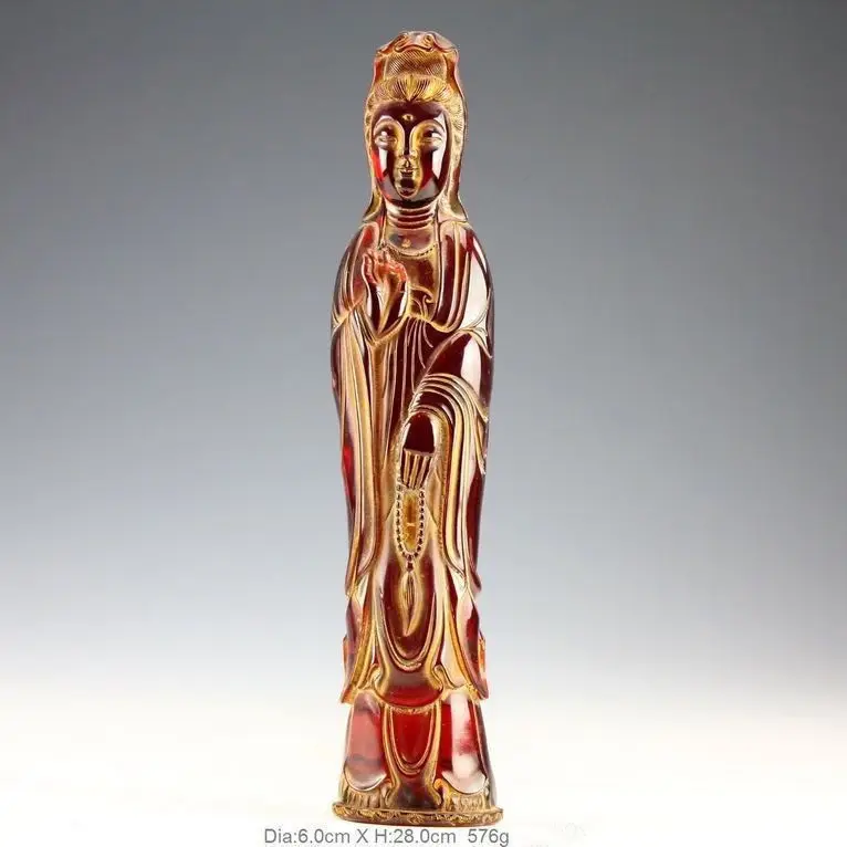 

Elaborate Chinese manual artificial amber resin avalokitesvara statue