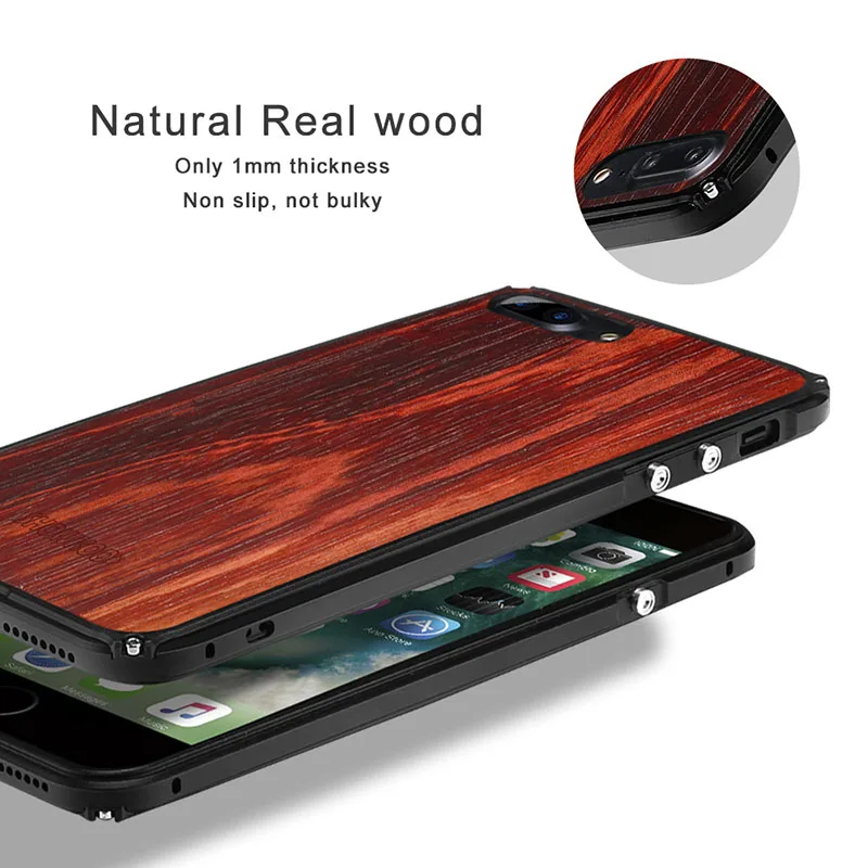 2019 Newest Showkoo Wooden Case For iPhone X Cover Natural Wood With Fiber+Metal Frame Free Shipping |