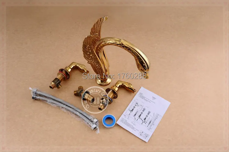 Freeshipping B&ampR Fashionable Tap Bathroom Gold Mixer Three Double handle hole Surface Mounted faucet BR-11000 torneira ban |