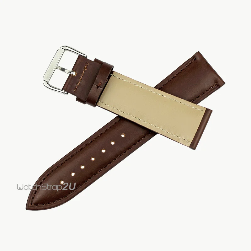 2018 Модный черный/коричневый гладкий матовый кожаный ремешок для наручных часов 18