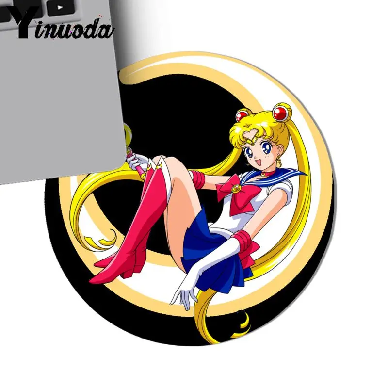 22x22cm Yinuoda Beautiful Anime Sailor Moon anime girl Soft Rubber Professional Gaming Mouse Pad Computer Comfort small round Mouse Mat - Цвет: 22x22cm