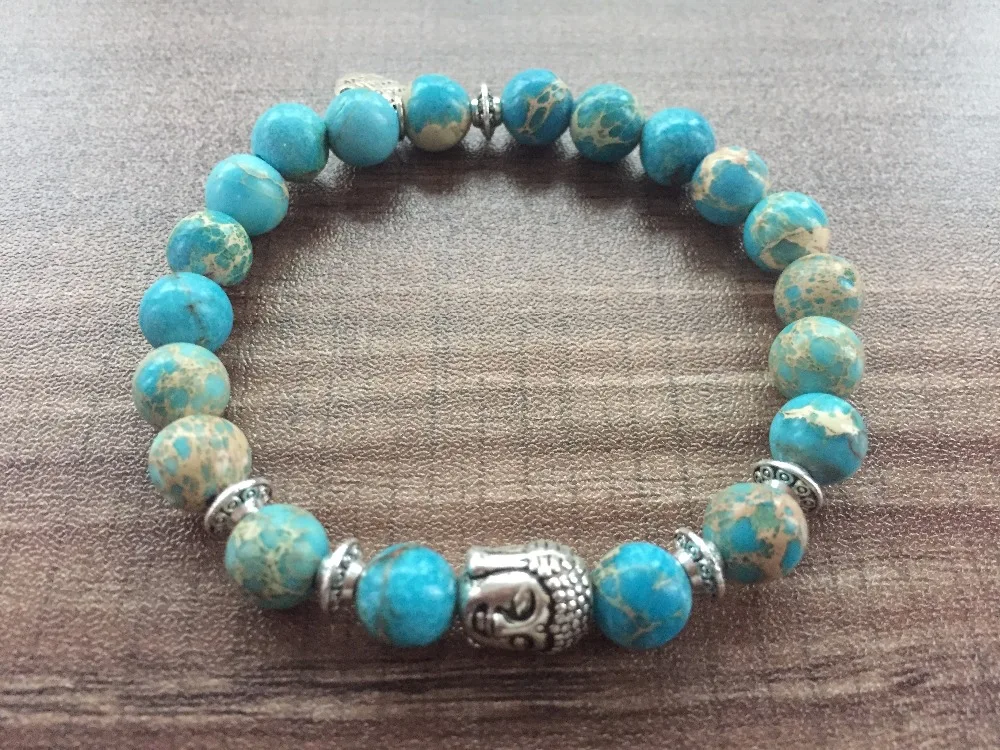 Браслет Будда с синим регалитом 8 мм браслет подвеской в виде сердца из