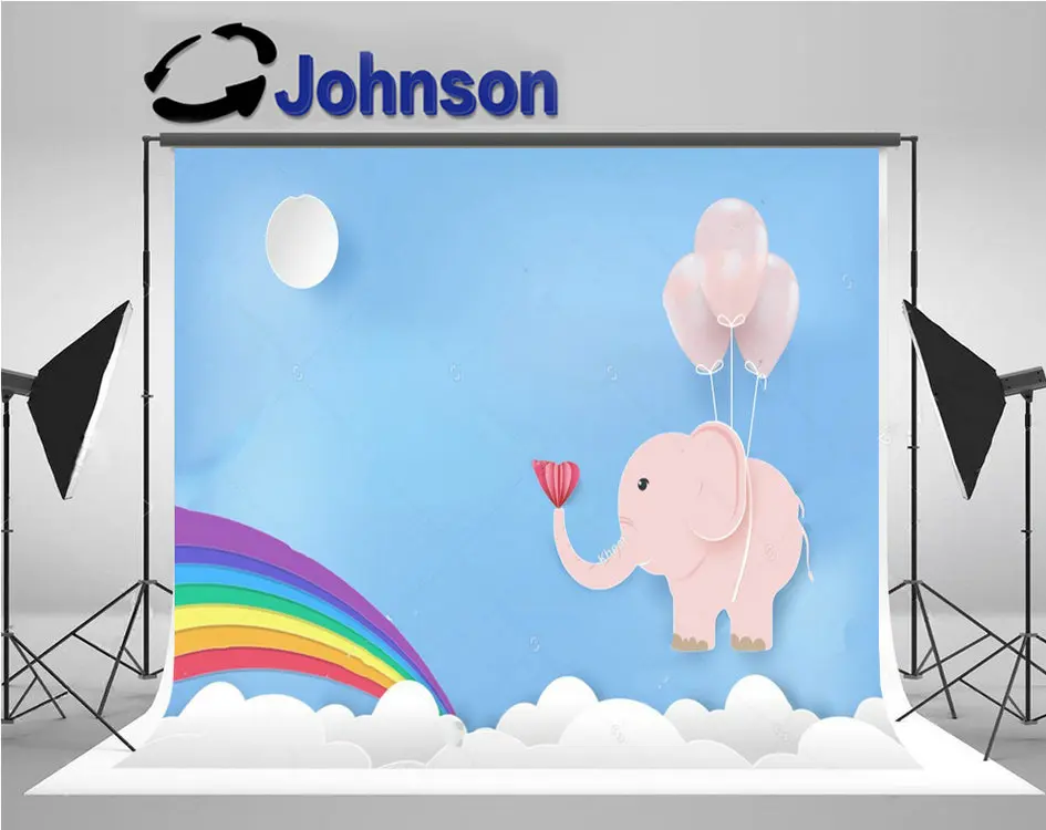 Фон для фотосъемки с изображением слона шаров радуги полнолуния оригами