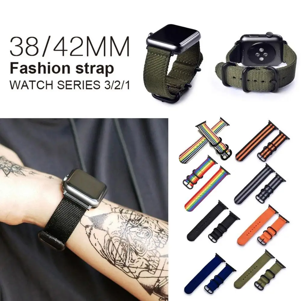 Ремешок нейлоновый армейского зеленого цвета для Apple Watch 1/2/3/4 42/44/38/40 мм|Ремешки