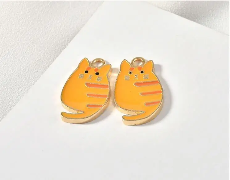 10 шт./упак. с милым рисунком кота эмалированная подвеска металлический золотой