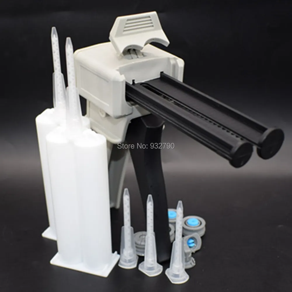 

50ml 1:1 2:1 1:2 2-part Adhesive Applicator Dual Cartridge Dispensing Gun + 2pc Structural Adhesive Cartridges + 5pc Mix Nozzles