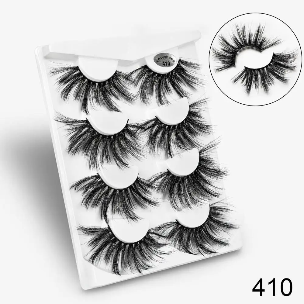 410 SEXYSHEEP 4 пары 25 мм Накладные ресницы Поддельные ресницы длинные Макияж 3d искусственной норки ресницы наращивания ресниц норки ресницы для красоты - Цвет: 410