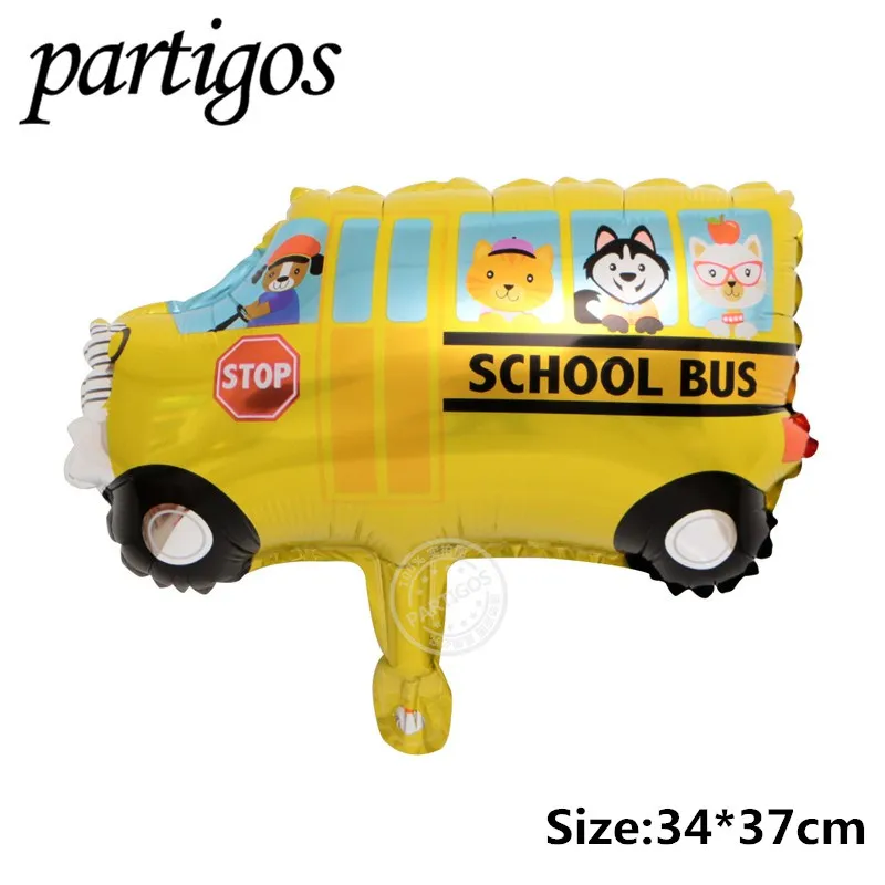 School Bus 5 шт. Мини Размер пожарная машина полицейский автомобиль школьный автобус автомобиль детские игрушки для вечеринки в честь Дня Рождения украшения фольгированный шар - Цвет: School Bus