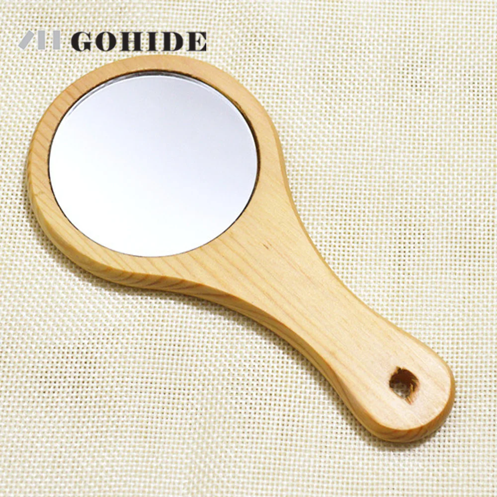 Качественное мини зеркало с деревянной ручкой Европейское косметические