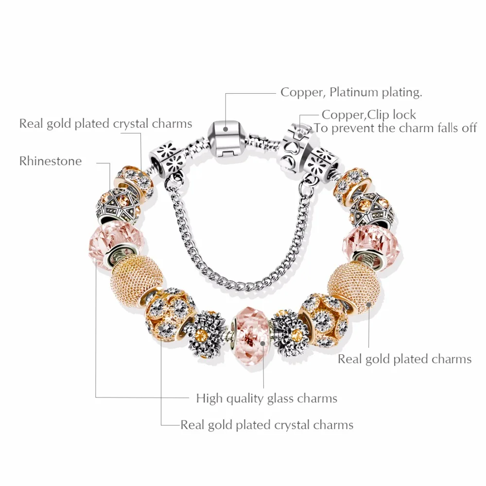 ANNAPAER очаровательные браслеты и для женщин бриллиантовые бусины подходят Pan