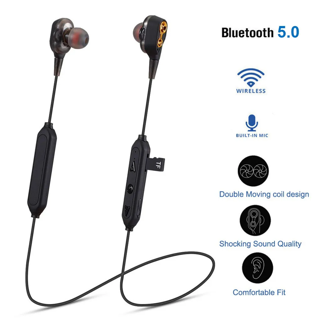 HIFI Беспроводные Bluetooth 5 0 наушники с тяжелыми басами двойным динамическим