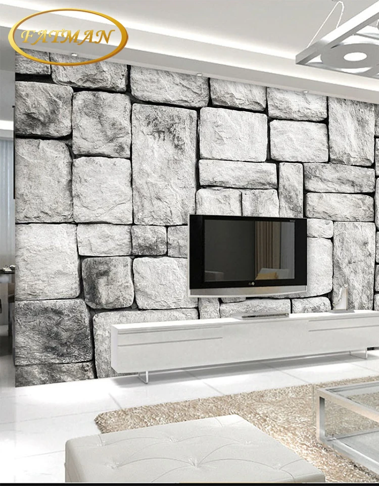 3D Природа Обои Серый Белый Камень кирпичная стена Ретро l гостиная спальня диван фон сад дом водостойкая Фреска