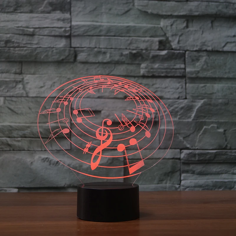

Настольная 3D лампа, светодиодный ночник с музыкальными нотами, 7 цветов, подарок для детей, лампа с Usb, светильник для сна для детей, украшение...