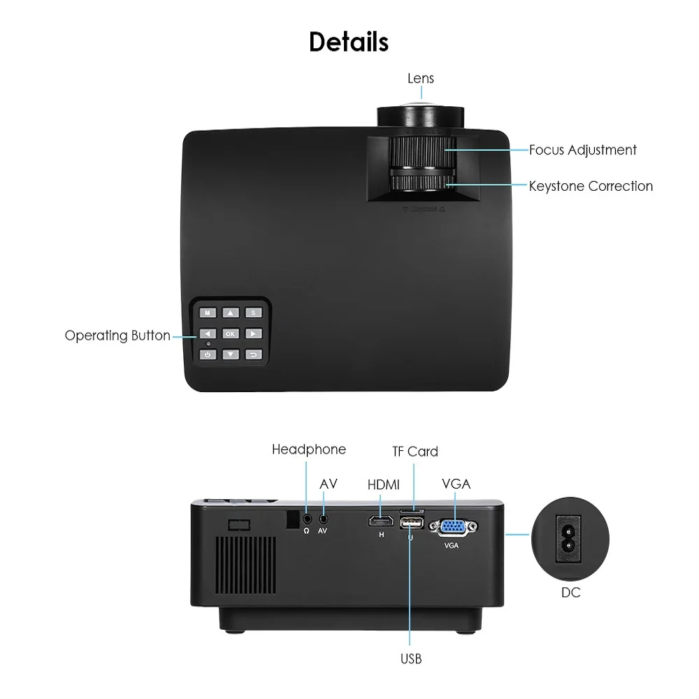 Coolux A8 проектор 1500LM 854*480 Поддержка HD 1080 P BT4.0 HDMI 4 K видео домашний кинотеатр LCD 2 4/5 0