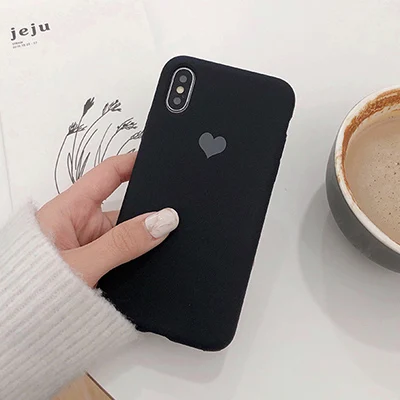 black GlamPhone чехол сплошной цвет Macarons Love Heart чехол для телефона для iPhone 6 7 8 Plus X XR XS Max мягкий чехол на заднюю панель телефона чехол s - Цвет: black