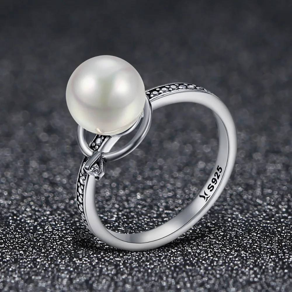 HoHangFuk уникальный стерлингового серебра 925 модные яркие CZ & Pearl перстни для Для