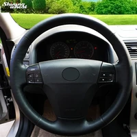 bannis black leather car steering wheel cover for volvo s40 2006 2012 v50 2005 2011