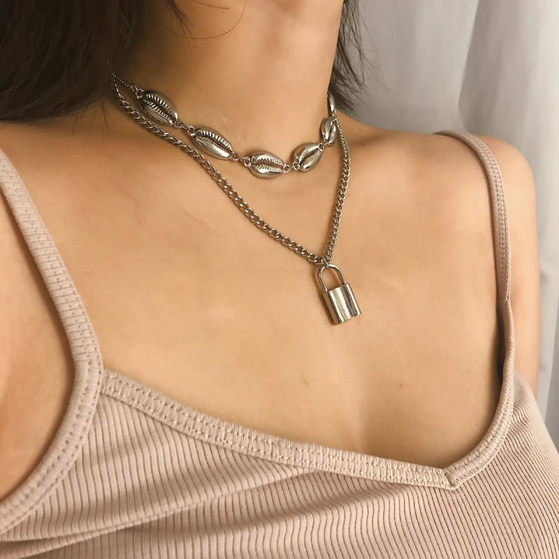 Креативная Подвеска из сплава &quotзамок&quot Женская многослойная простая оболочка