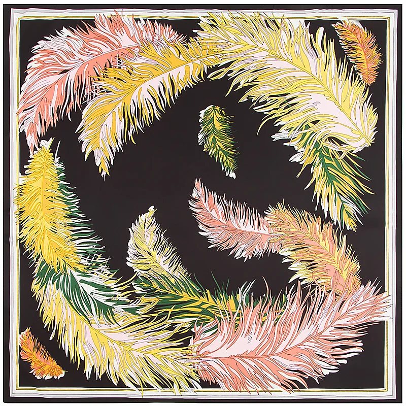 Женский шелковый шарф с бахромой в этническом стиле 100x100 см| |