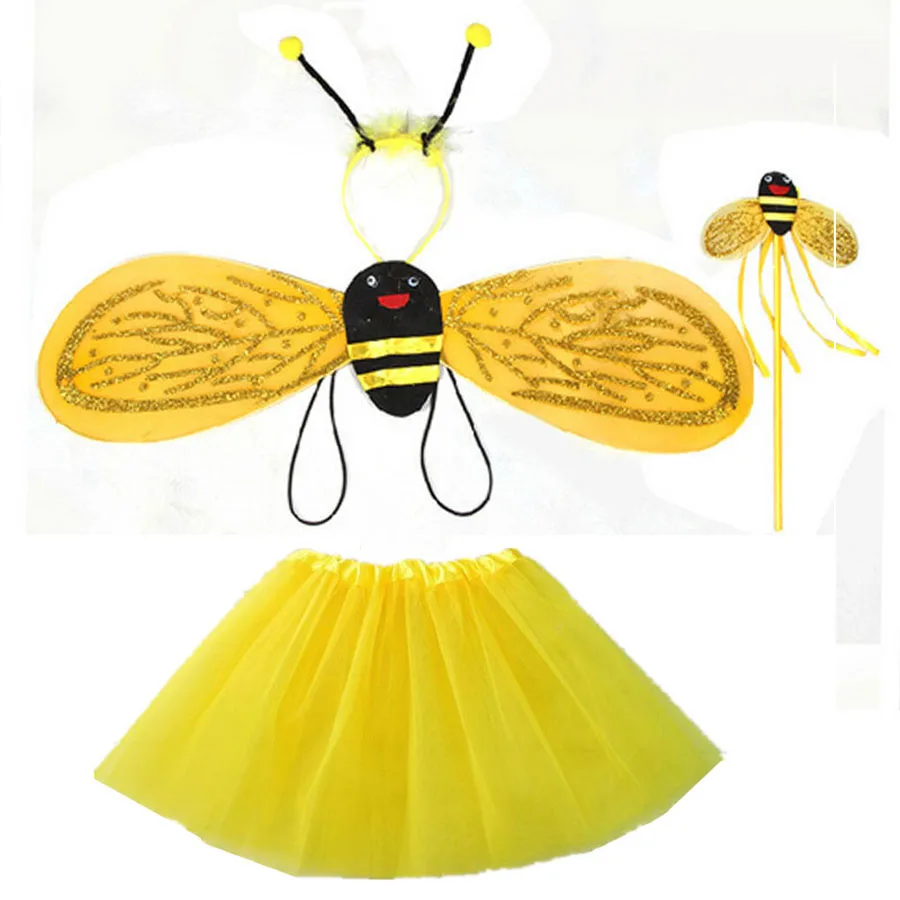 10set Girl Children Bee Ladybird Cosplay costume Headband Wands LED Light Tutu Skirt Party Birthday Gift Dance Glow Show | Тематическая