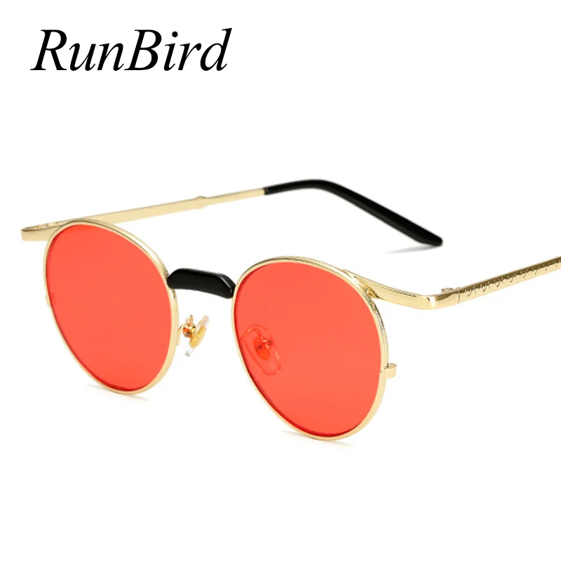 

New Fashion Small Round Sunglasses Women Brand Vintage Eyeglasses Metal Frame HD UV400 Punk Red Sun Glasses Shades Eyewear 1318R