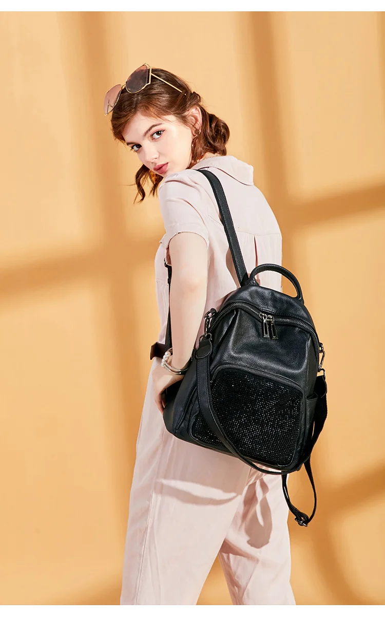 Женские рюкзаки из 100% натуральной кожи новый модный роскошный брендовый женский