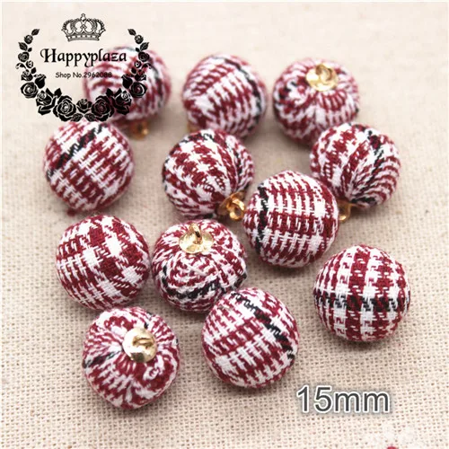 red white 20pcs 20 шт 15 мм Ласточка окантовка покрытая тканью, круглая подвеска с бусинами и шариками для самостоятельного изготовления сережек, аксессуары для сережек - Цвет: red white 20pcs