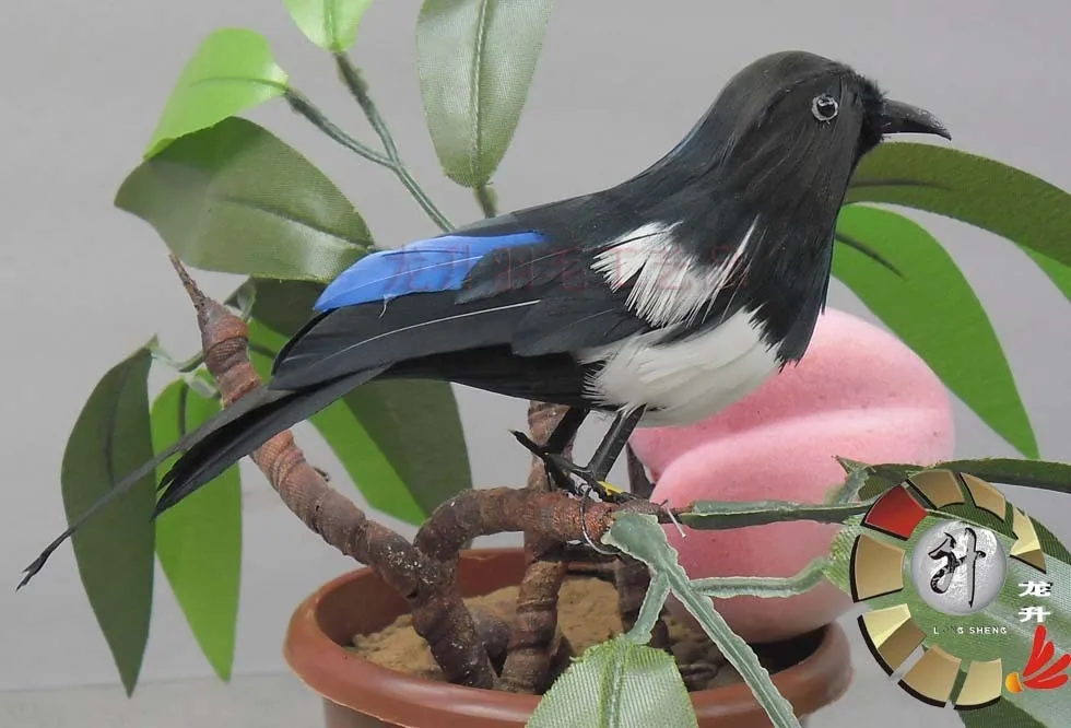 

small cute simulation black mouth magpie toy polyethylene & furs bird doll gift about 15cm 1484