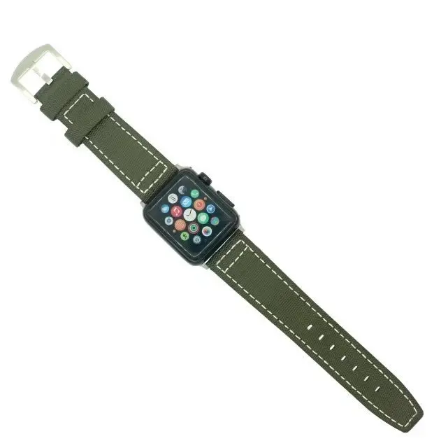 Ремешок для Apple Watch Series 4 аксессуары из холщовой и кожаной кожи 1 2 3 38 мм 42 мм|Ремешки