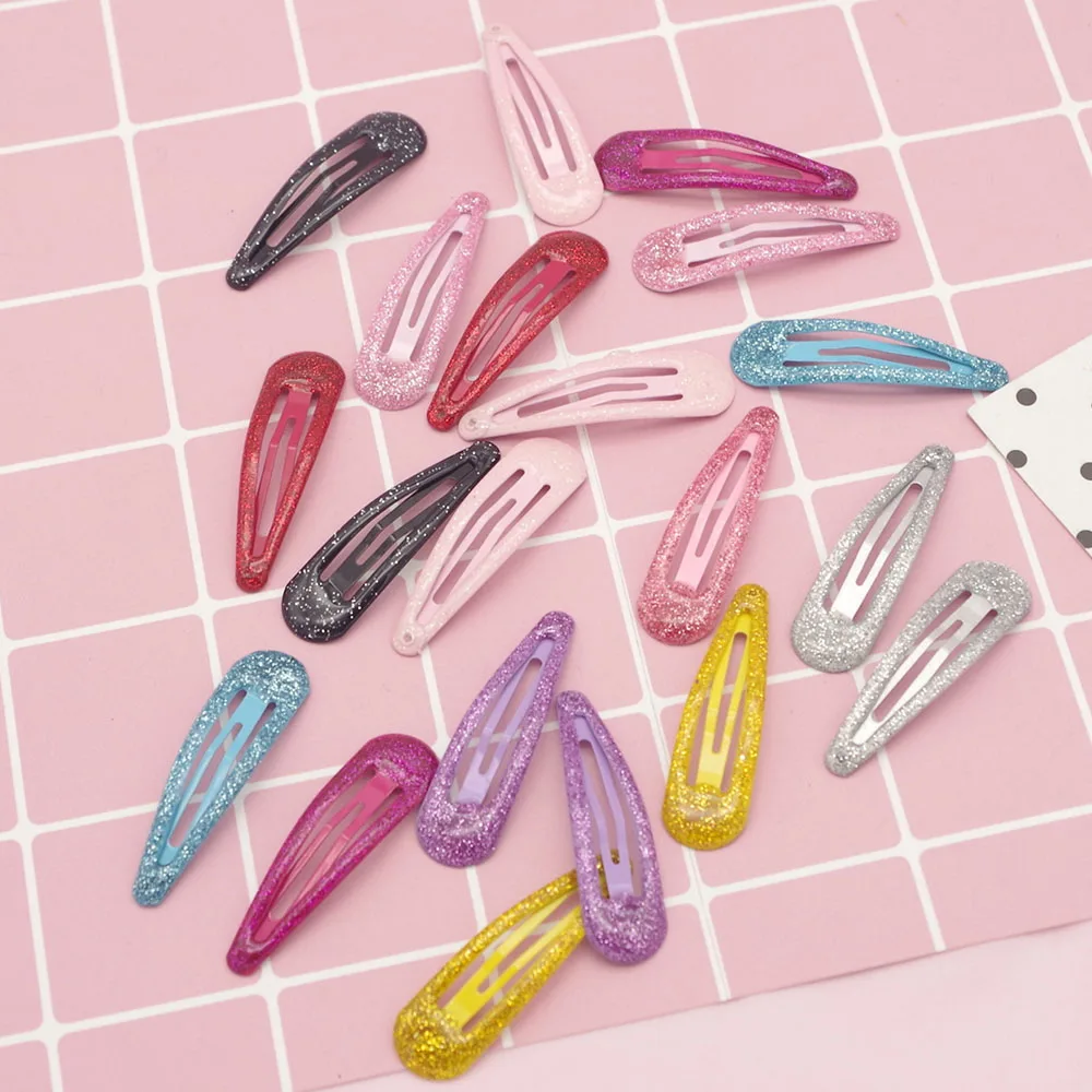 

5pcs 5cm Glitter Hairpins Snap Hair Clip for Children Kids Hairclip Pins Baby Girls Hairgrip Metal Barrettes Hair Accessories
