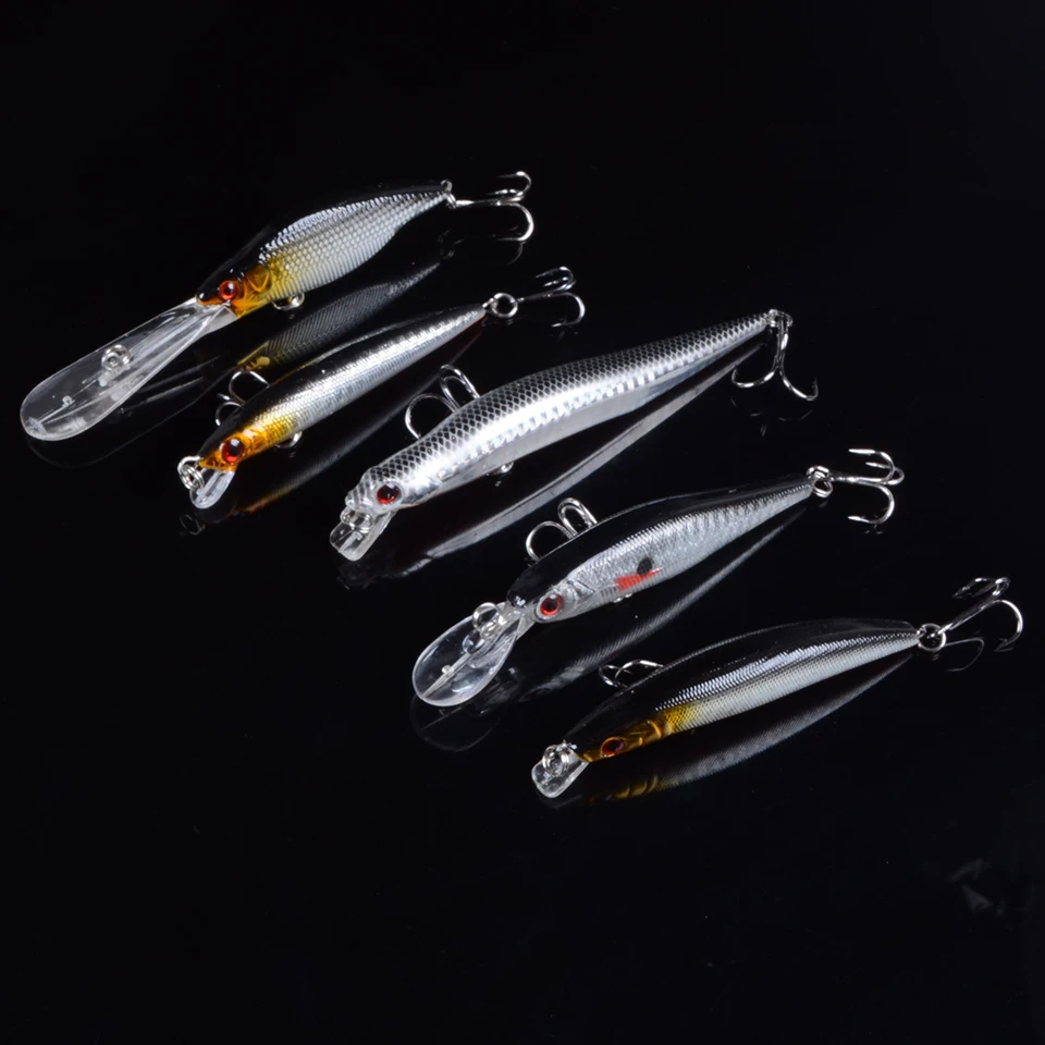 5 смешанные рыболовные приманки Minnow воблеры на окуня Baits из высокоуглеродистой