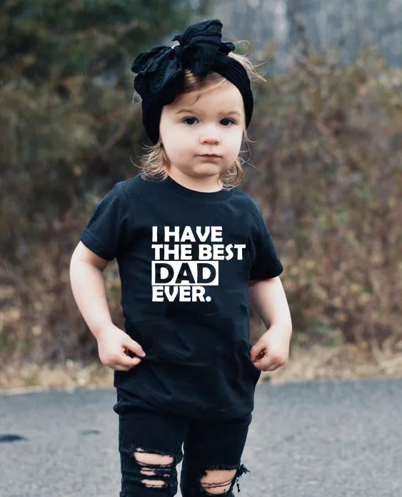 Летние топы для маленьких мальчиков с надписью «I Have The Best Dad Ever», футболки для малышей, Детская футболка для девочек, одежда детские футболки с короткими рукавами, одежда