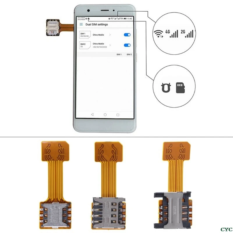Гибридный двойной адаптер Micro SD для SIM-карты удлинитель телефона Android
