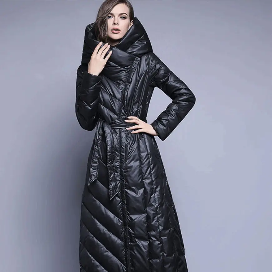 

Fashion White Duck Down Plus Long Down Jacket Female Super Long Section Long Knees Slim Slimming Thickening Plus Long Tide