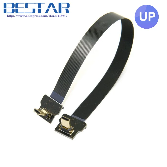 Угловой плоский кабель FPV Micro HDMI D типа FPC 10 см 20 30 50 80 100 1 фута 2 для Gopro HERO 4 3 SJCAM SJ5000