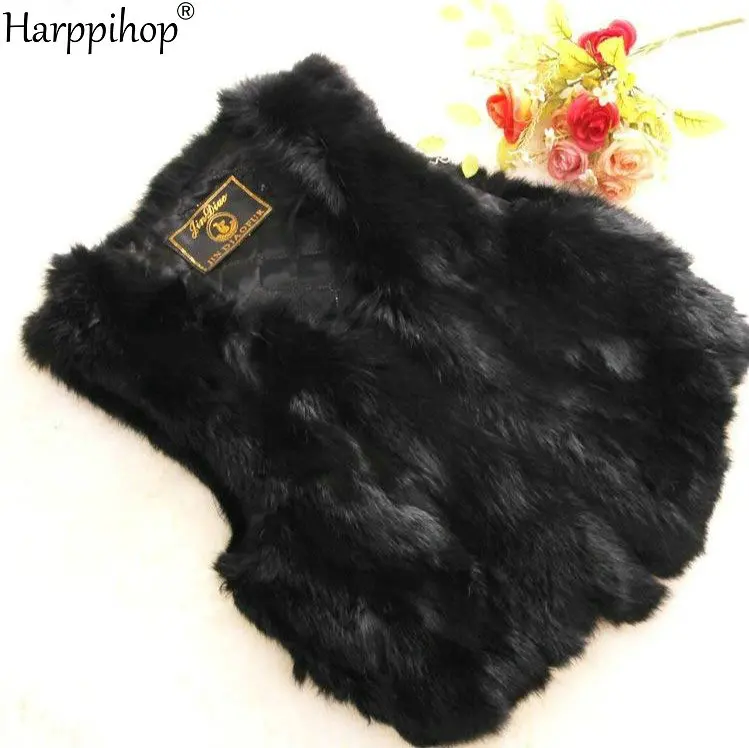 new genuine rabbit fur vest women's short rabbit fur coat winter fur vest Free shipping custom plus size