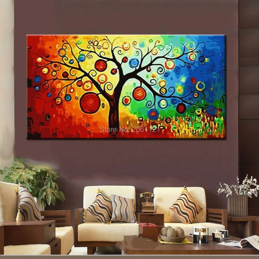 Высокое качество красивый современный абстрактный пейзаж дерево картина маслом