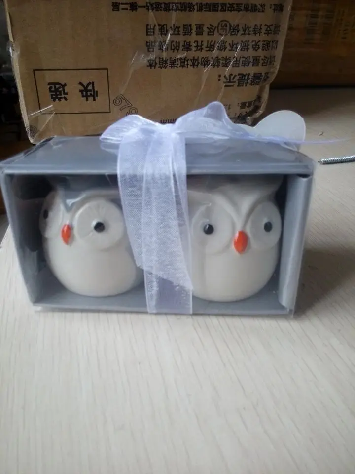 Wedding Favors and Gifts Baby Shower Owl Always Love You Ceramic Salt Pepper Shaker Free Shipping 60pcs=30sets/lot | Дом и сад