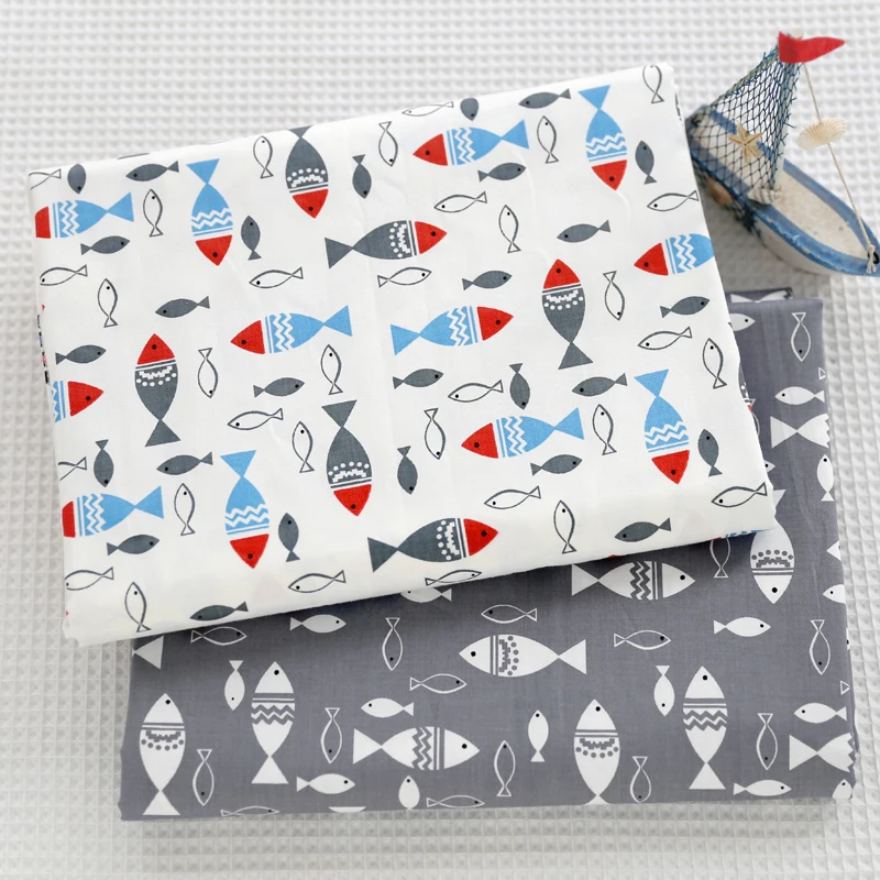 Мультяшная милая маленькая рыбка 95% хлопковая ткань стеганая детская одежда