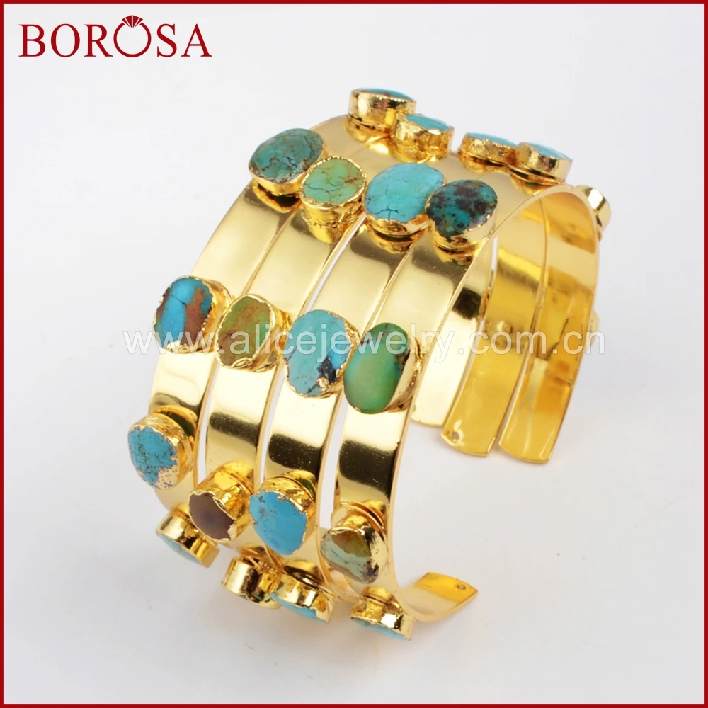 BOROSA 1 шт. Новая коллекция золотого цвета семь натуральных синих камней бирюзовый