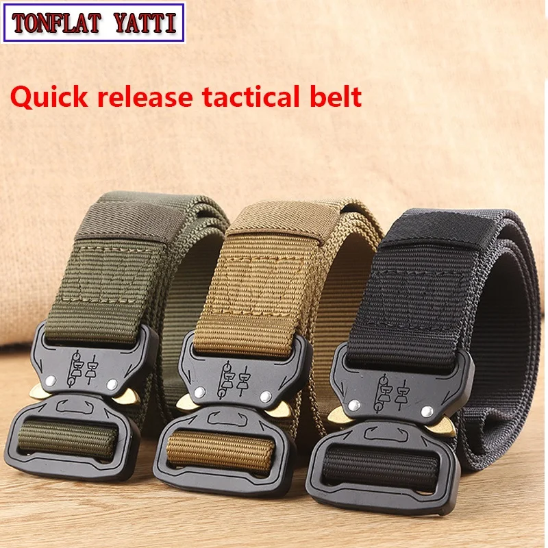 Tactical Waist Belts With Metal Buckle Adjustable Heavy Duty Training Waist Belts Army Belt Sturdy Hook Nylon Waistbands 3.8cm
