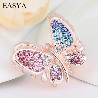 Multicolor EASYA/высококачественные заколки-бабочки со стразами; Новинка; модные аксессуары для волос с кристаллами для женщин и девочек - Окраска металла: Multicolor