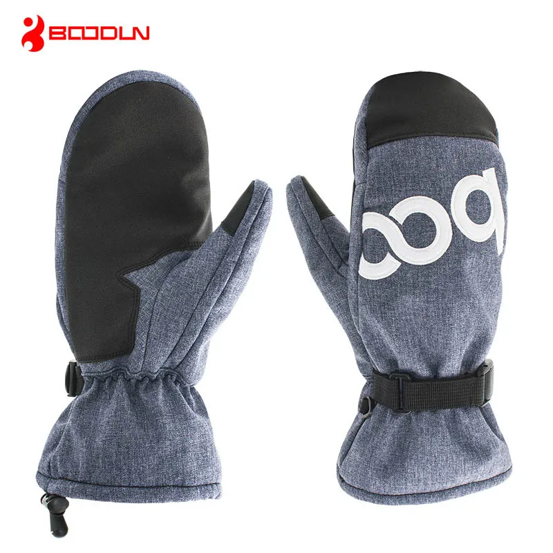 BOODUN Новые мужские и женские перчатки для сноуборда зимние лыжные перчатки для катания на коньках теплые непромокаемые перчатки утепленные противоскользящие спортивные перчатки без пальцев - Цвет: Denim