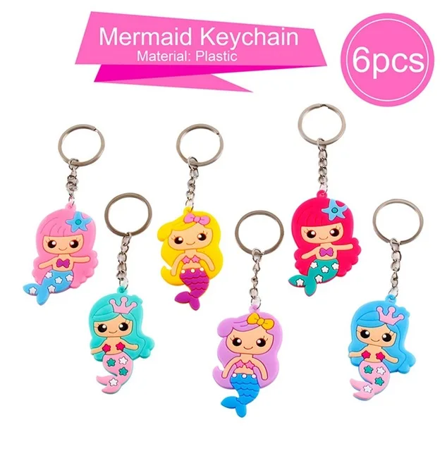 Metal Ring Keychain Вечерние коробки для конфет с изображением Русалочки FENGRISE, украшенные русалочкой на день рождения, детские товары для вечеринок на день рождения, 1 год, декор для дня рождения - Цвет: Metal Ring Keychain