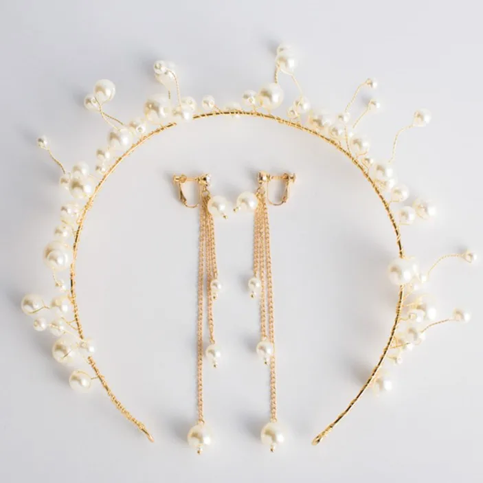 Диадема для невесты Корона и серьги из красного золота с кристаллами в стиле