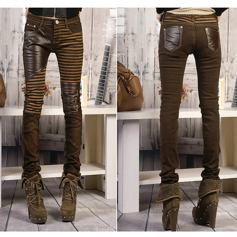 Высококачественные женские брюки из искусственной кожи новые модные лоскутные